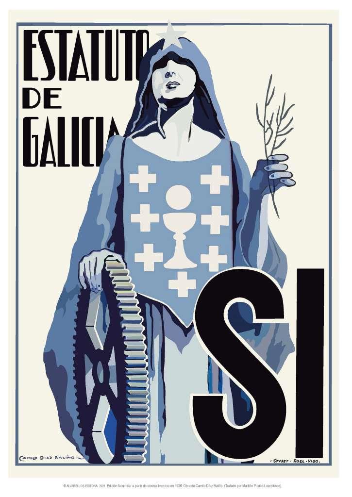 Cartel histórico de 1936: "Estatuto de Galicia, SI" (facsimilar)