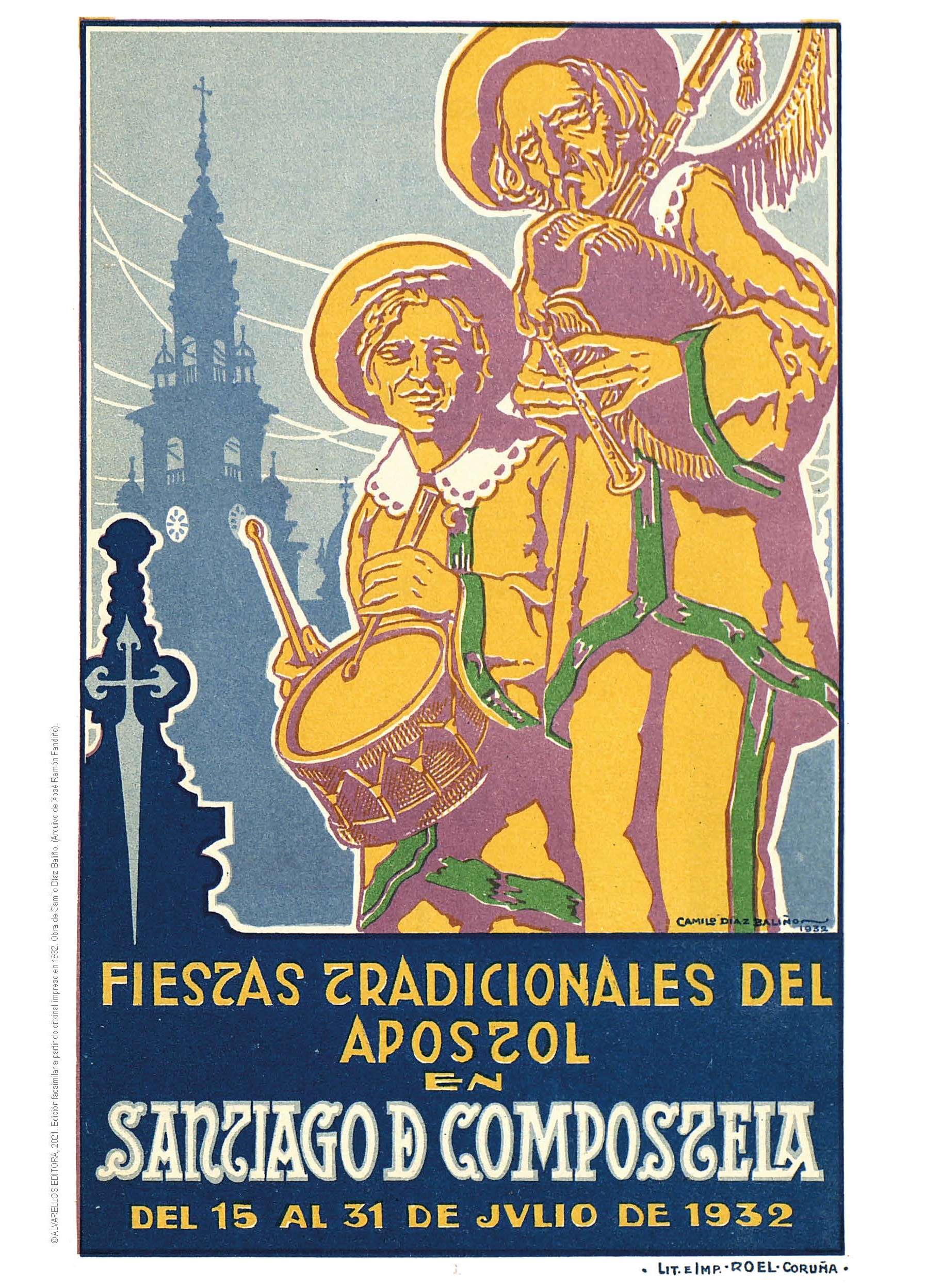 Cartel histórico de 1932: Festas de Santiago (facsimilar)